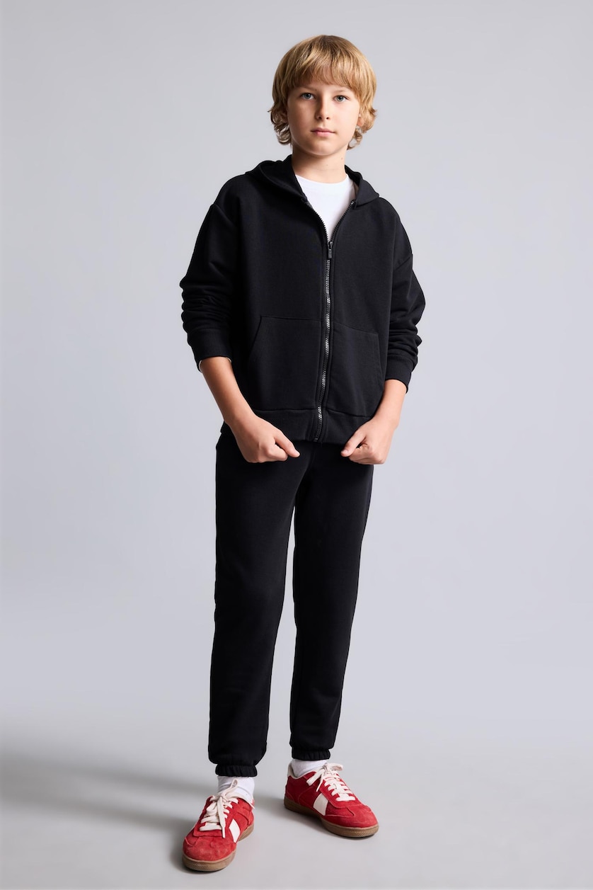 أولاد أسود Boy Zip-Up Hooded Sweatshirt