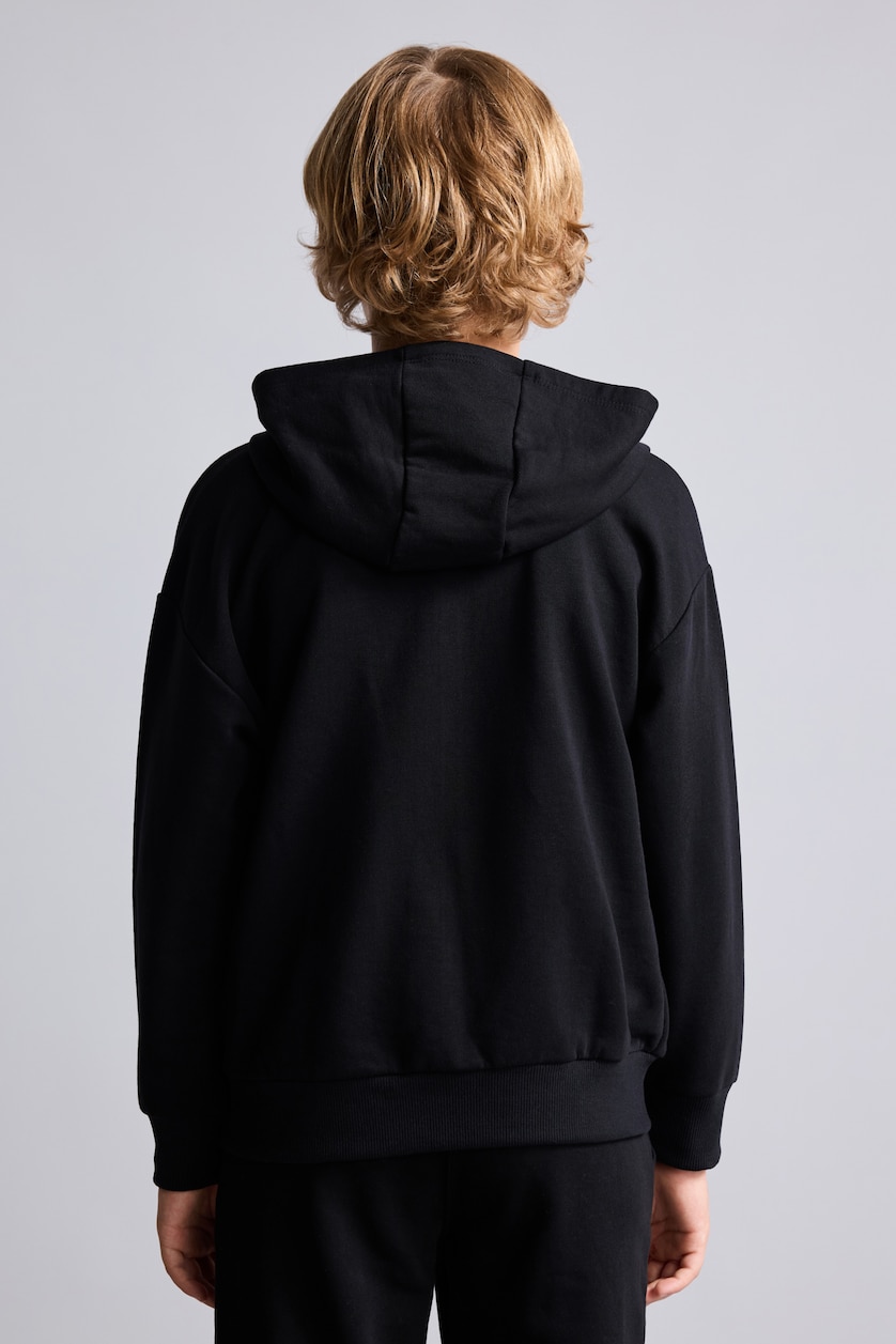 أولاد أسود Boy Zip-Up Hooded Sweatshirt