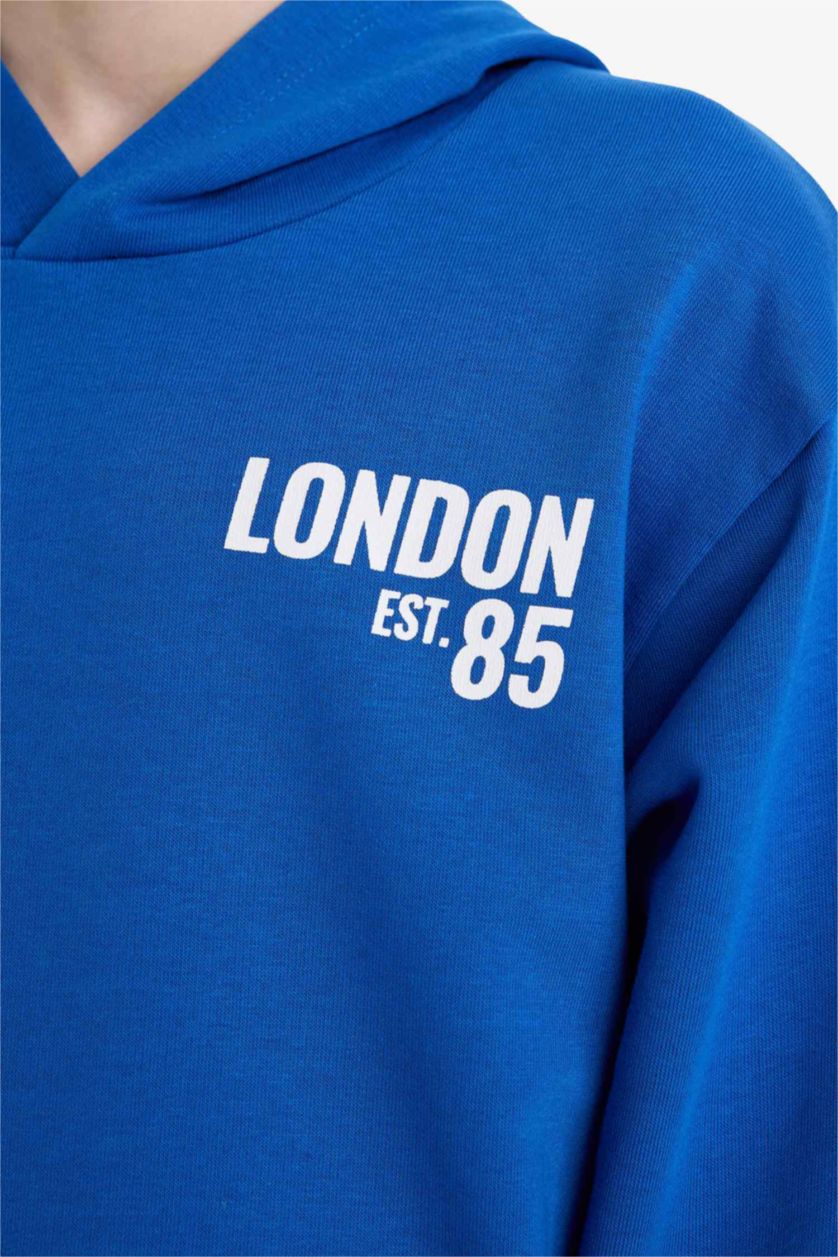 أولادي اللون الملكي سويت شيرت اولادي بيزك قصة عادية ببطانة ناعمة