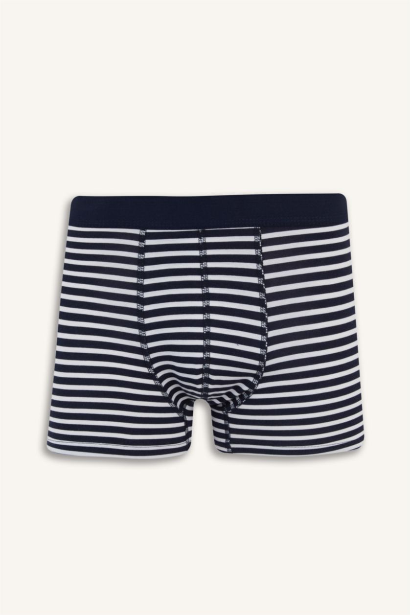 Erkek Lacivert Regular Fit Çizgili 3'lü Boxer