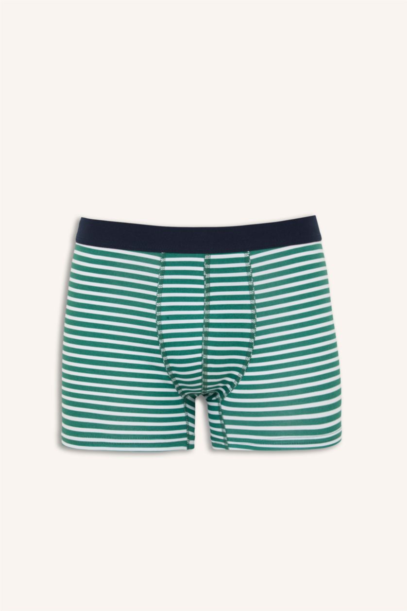 Erkek Lacivert Regular Fıt Çizgili 3'lü Boxer