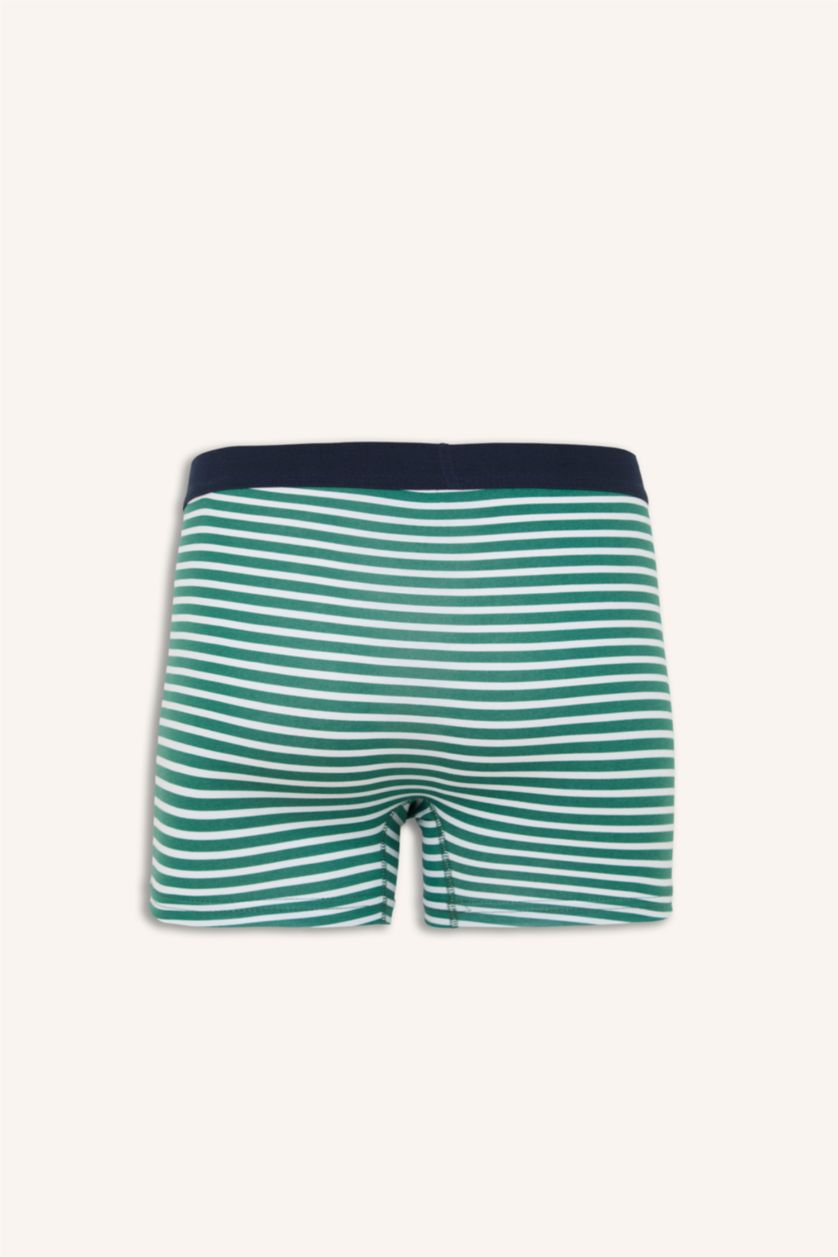Erkek Lacivert Regular Fıt Çizgili 3'lü Boxer