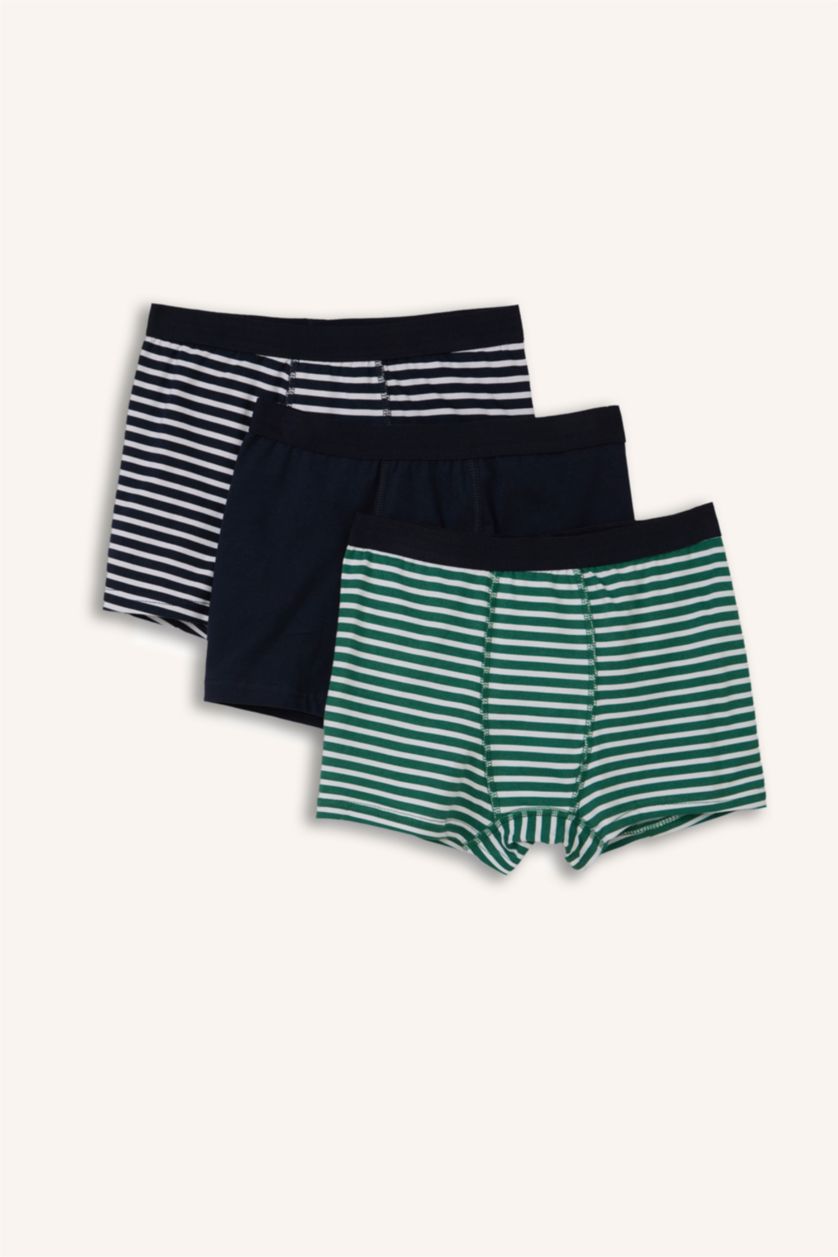 Erkek Çocuk - Genç Erkek Lacivert Çizgili 3'lü Boxer Set Erkek Çocuk