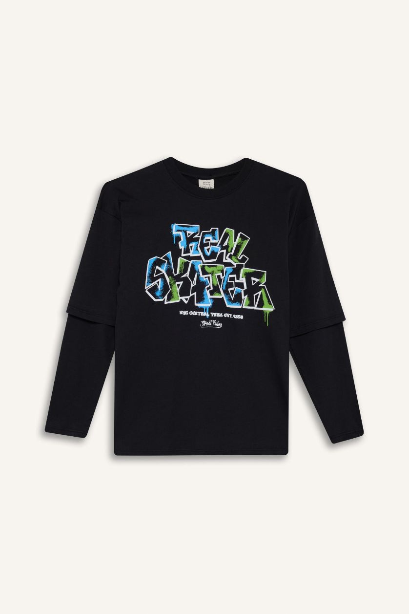 أولاد كحلي تيشيرت ولادي ردن طويل اوفر سايز بياخة مستديرة