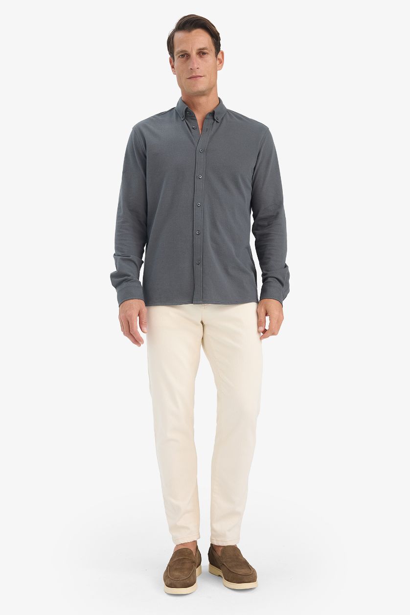 MAN Dark Green Regular Fit Polo Shirt Long Sleeve Shirt