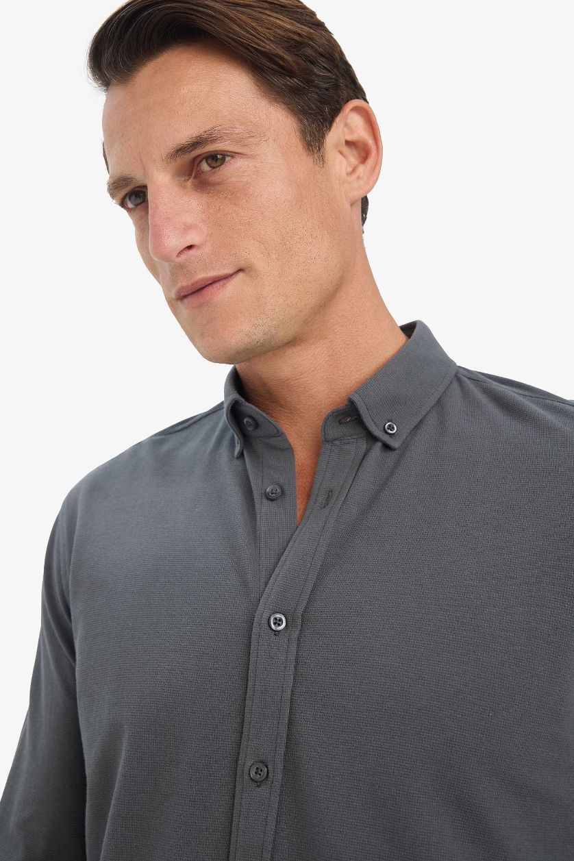 MAN Dark Green Regular Fit Polo Shirt Long Sleeve Shirt
