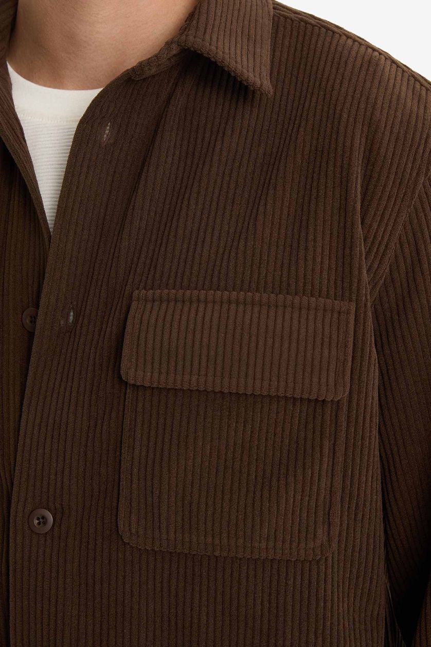 HOMME Marron Chemises à manches longues Coupe Régulière Col Polo