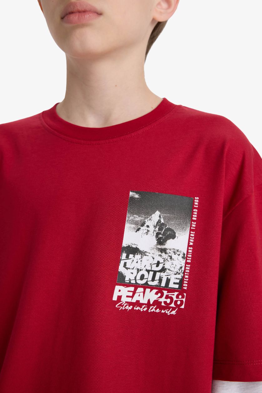 أولاد خمري تيشيرت ولادي ردن طويل اوفر سايز بياخة مستديرة