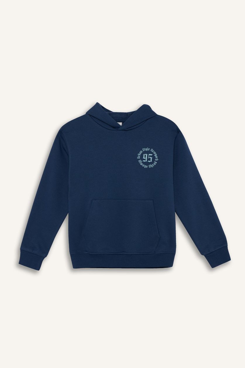 أولادي أزرق غامق سويت شيرت اولادي قصة عادية ببطانة ناعمة