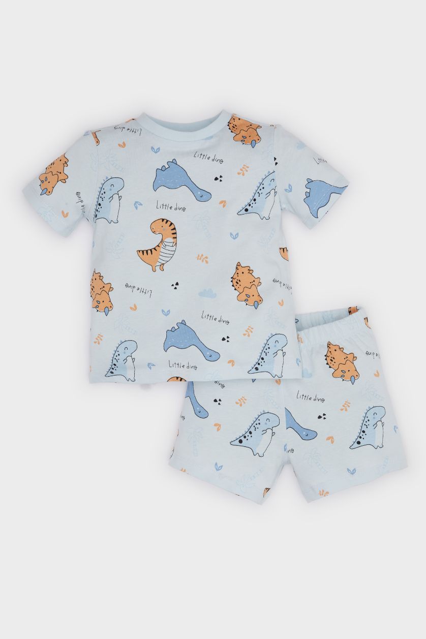 BABY BOY Light Blue Baby Boy Cotton Top Shorts 2 Piece Pajama Set