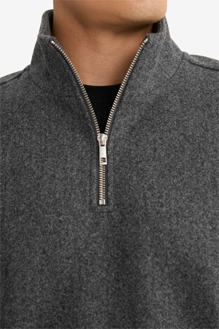 رجال ميلانج أنثرا سويت شيرت قصة عادية بنص سحاب