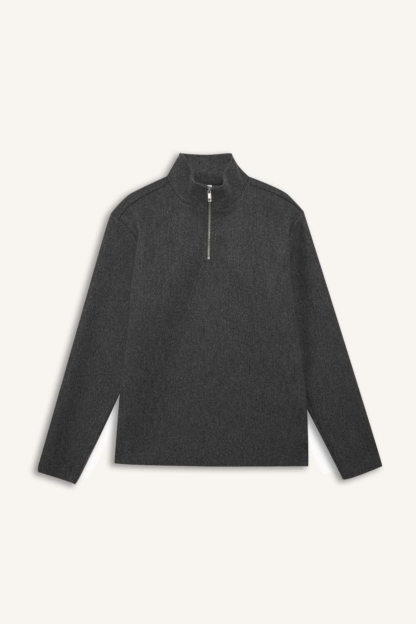 رجال ميلانج أنثرا سويت شيرت قصة عادية بنص سحاب