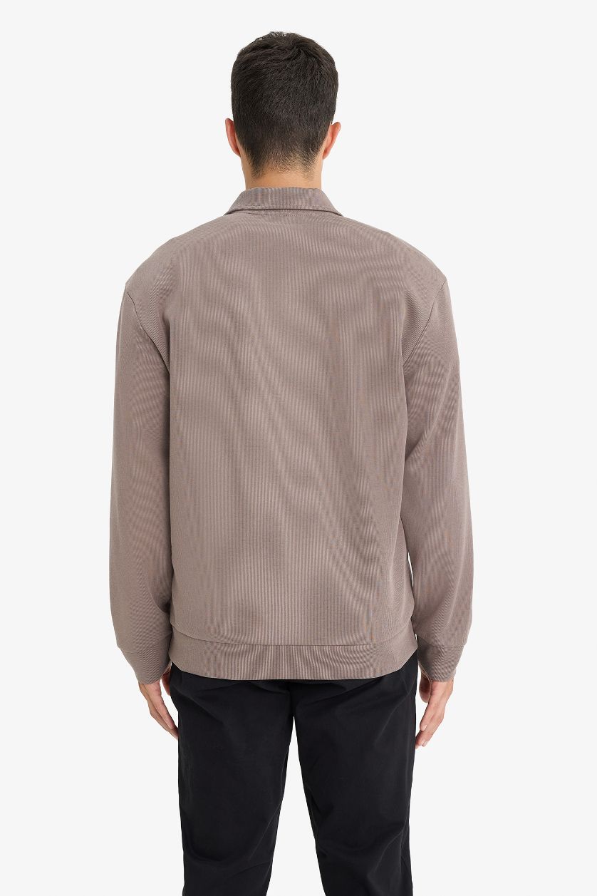 Erkek Açık Kahve Regular Fıt Polo Yaka Sweatshirt