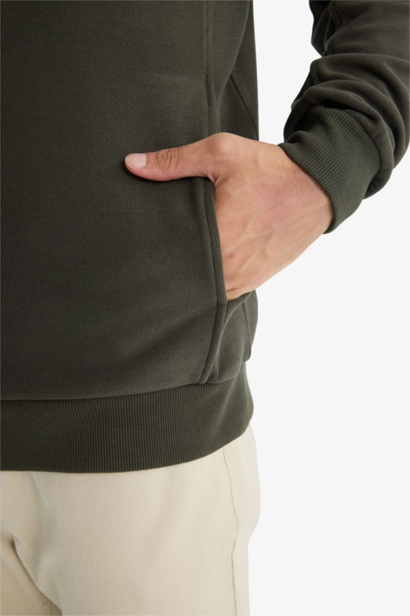 Man Khaki Regular Fit Long Sleeve Sweatshirt