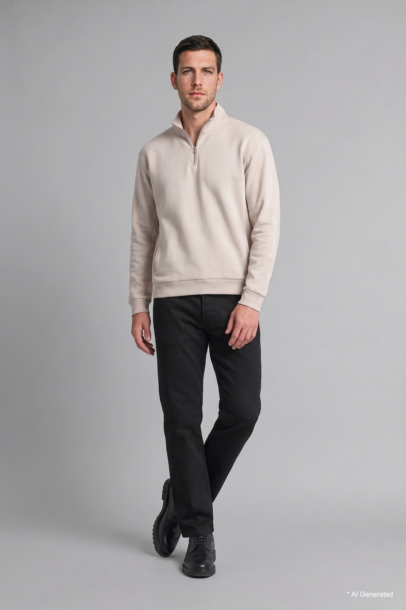 Erkek Taş Ultra Yumuşak Regular Fıt Basic Sweatshirt
