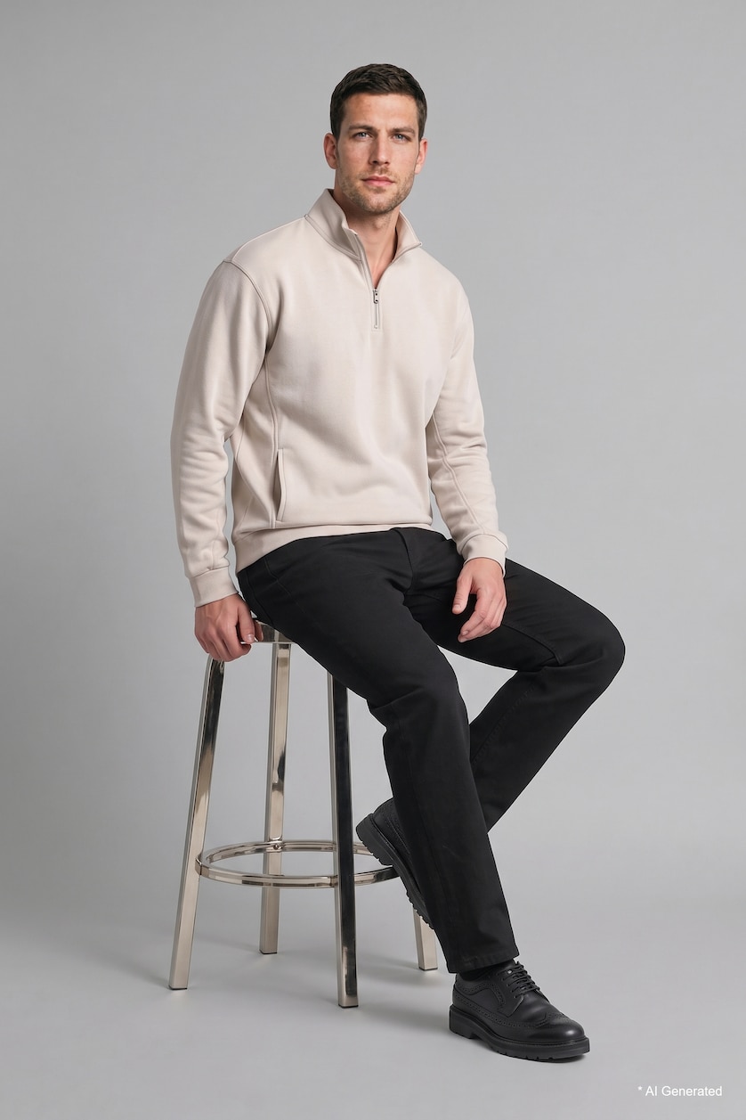Erkek Taş Ultra Yumuşak Regular Fıt Basic Sweatshirt