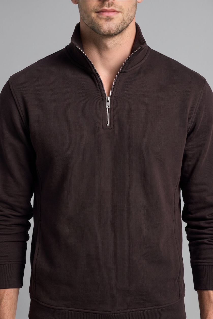 Erkek Kahve Ultra Yumuşak Regular Fıt Basic Sweatshirt
