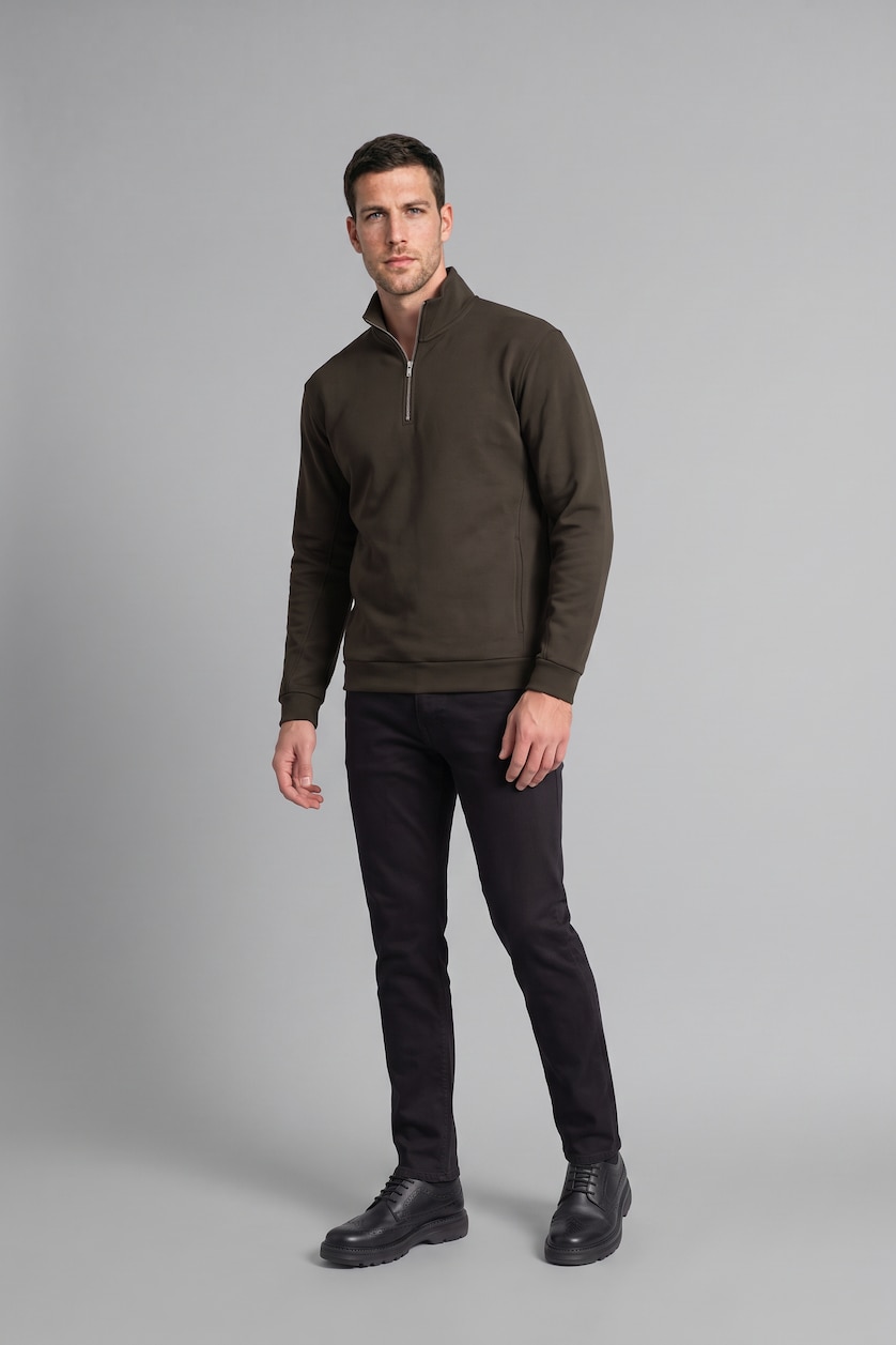 Erkek Haki Ultra Yumuşak Regular Fıt Basic Sweatshirt