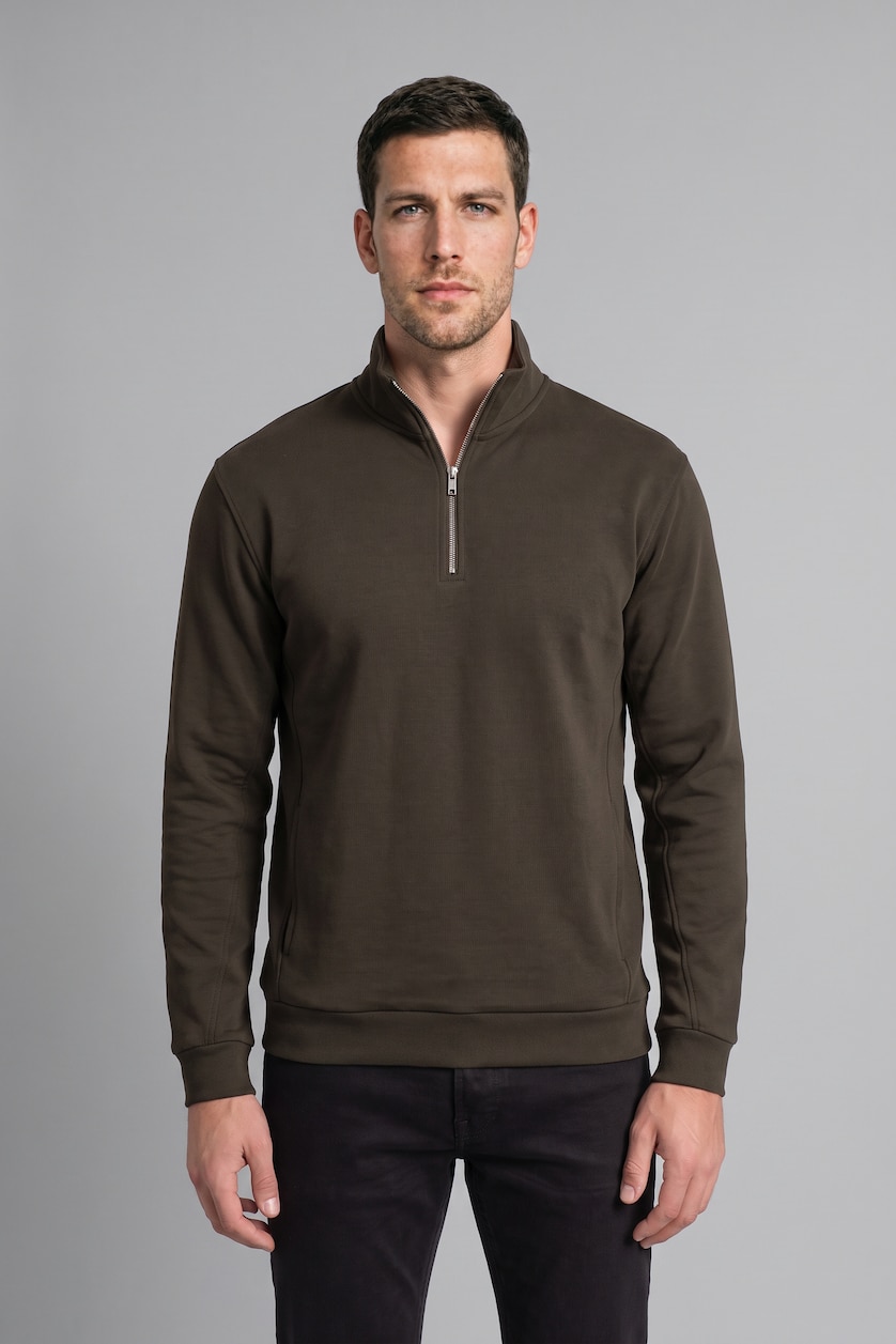 Erkek Haki Ultra Yumuşak Regular Fıt Basic Sweatshirt