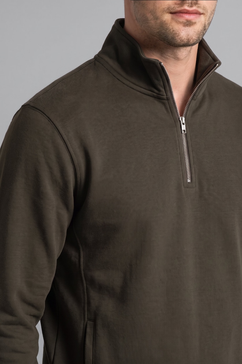 Erkek Haki Ultra Yumuşak Regular Fıt Basic Sweatshirt