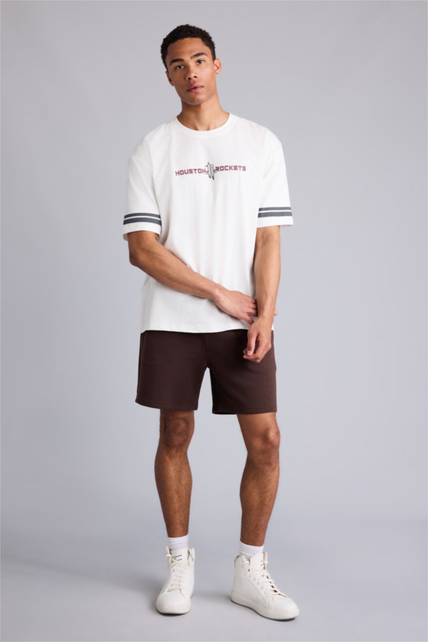 Erkek Ekru Oversize NBA Tişört