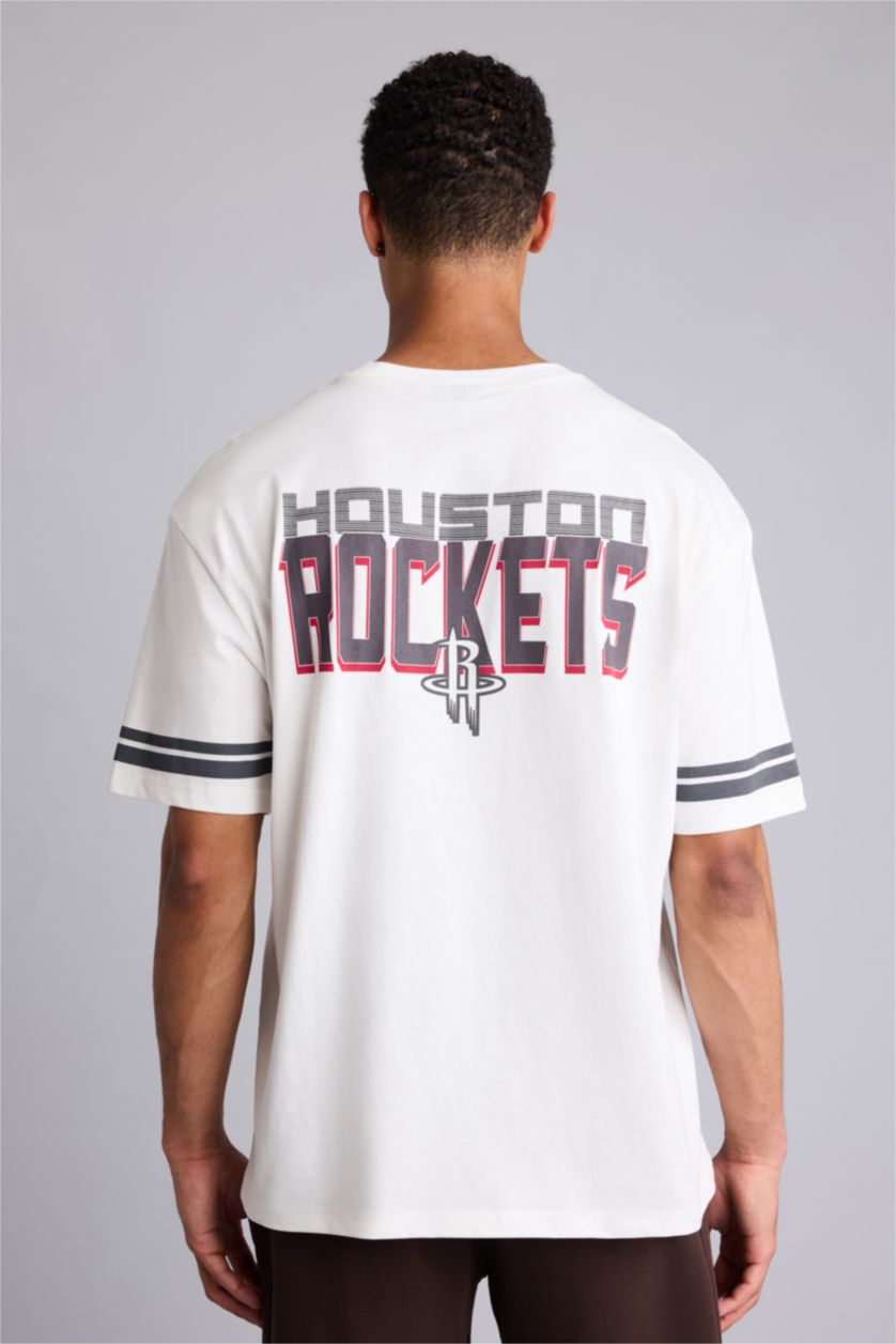 Erkek Ekru Oversize NBA Tişört