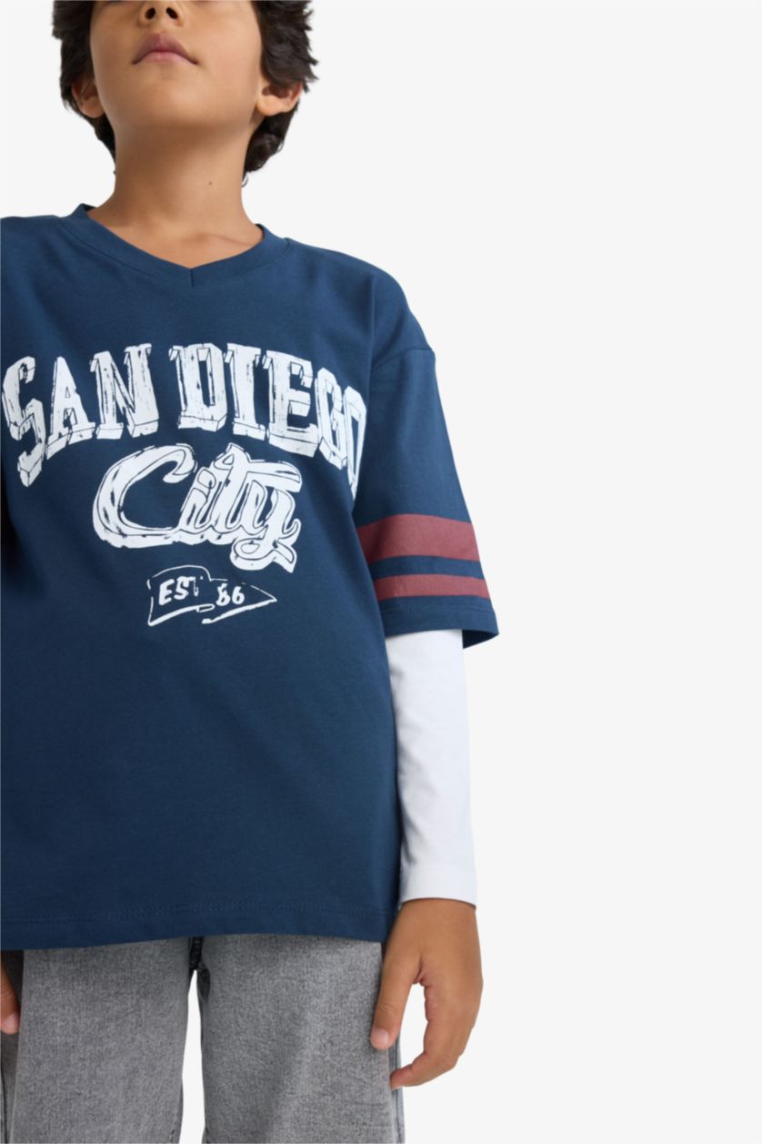 أولاد كحلي تيشيرت ولادي ردن طويل اوفر سايز بياخة V