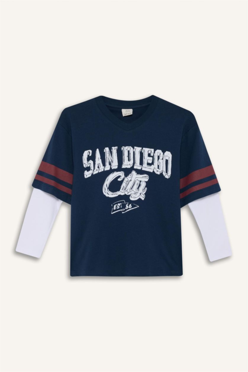 أولاد كحلي تيشيرت ولادي ردن طويل اوفر سايز بياخة V