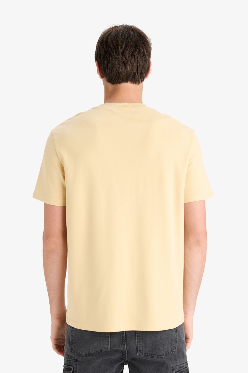 Erkek Açık Bej Nefes Alabilen Baskılı Tişört