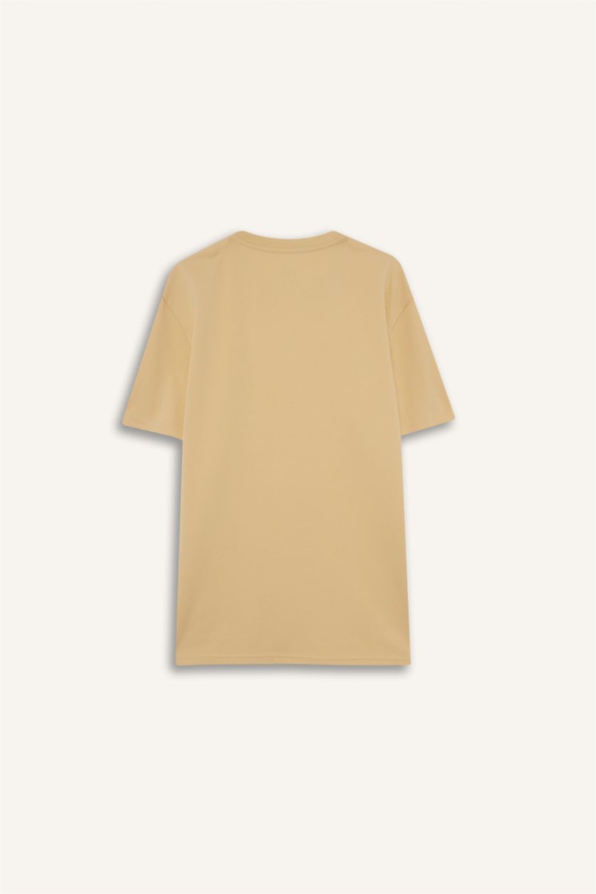 Erkek Açık Bej Nefes Alabilen Baskılı Tişört