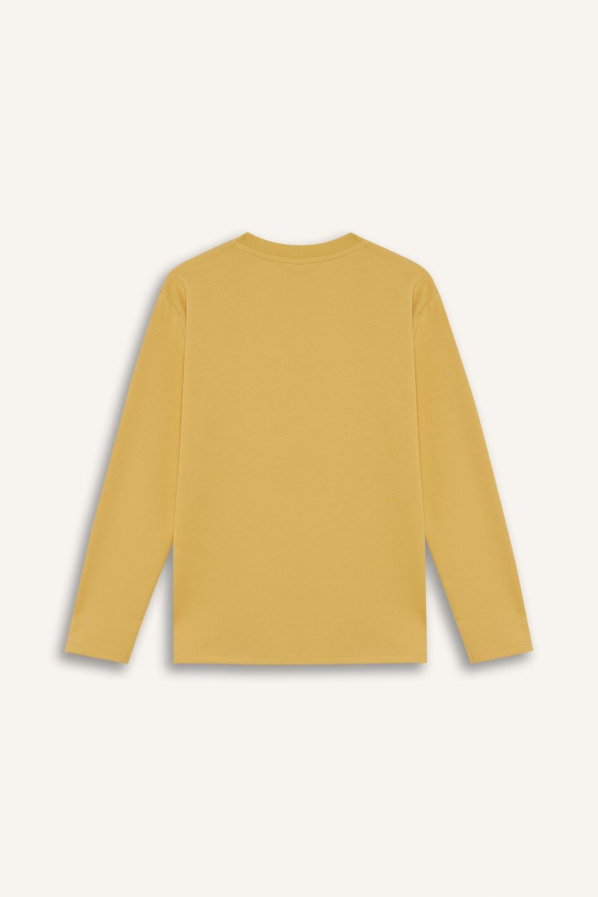 أولادي خردلي تيشيرت مدرسة سادة اولادي رقبة دائرية كم طويل