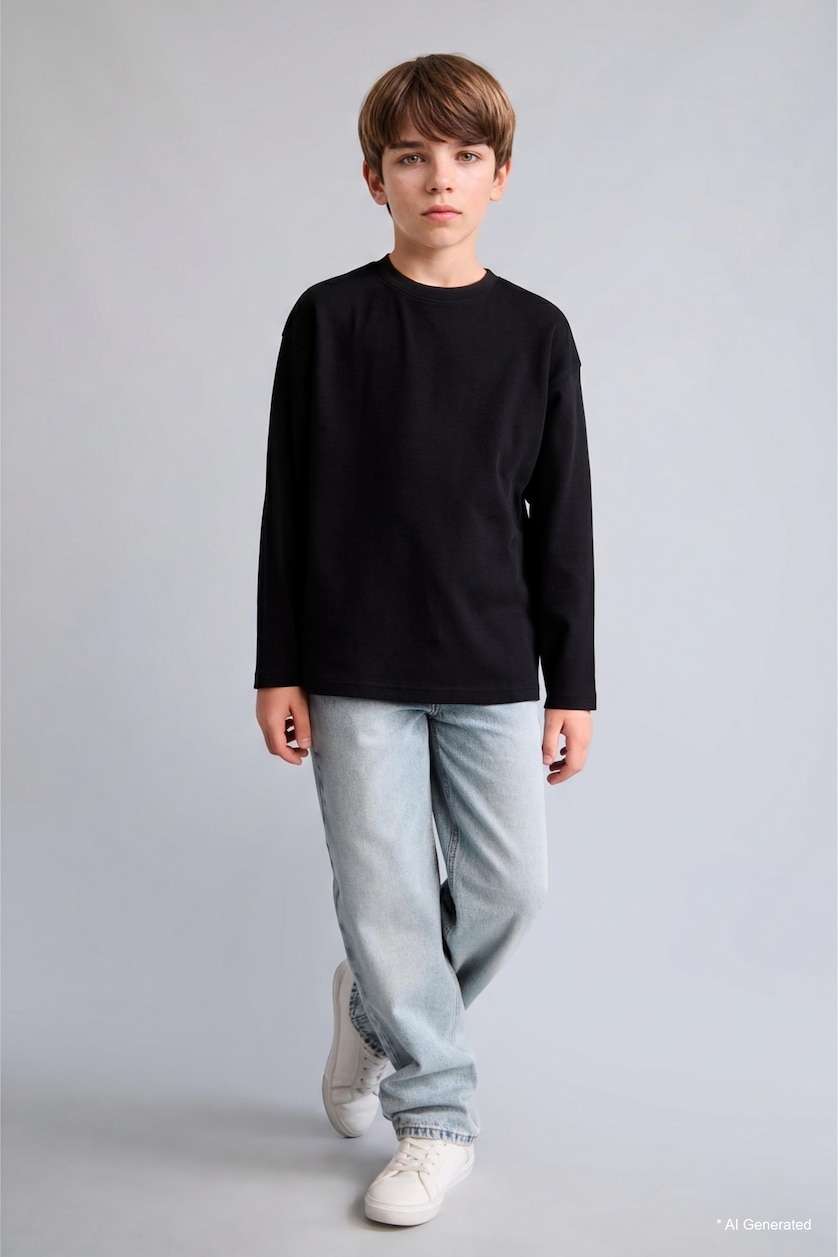 Мальчики и подростки Черный Футболка из хлопка