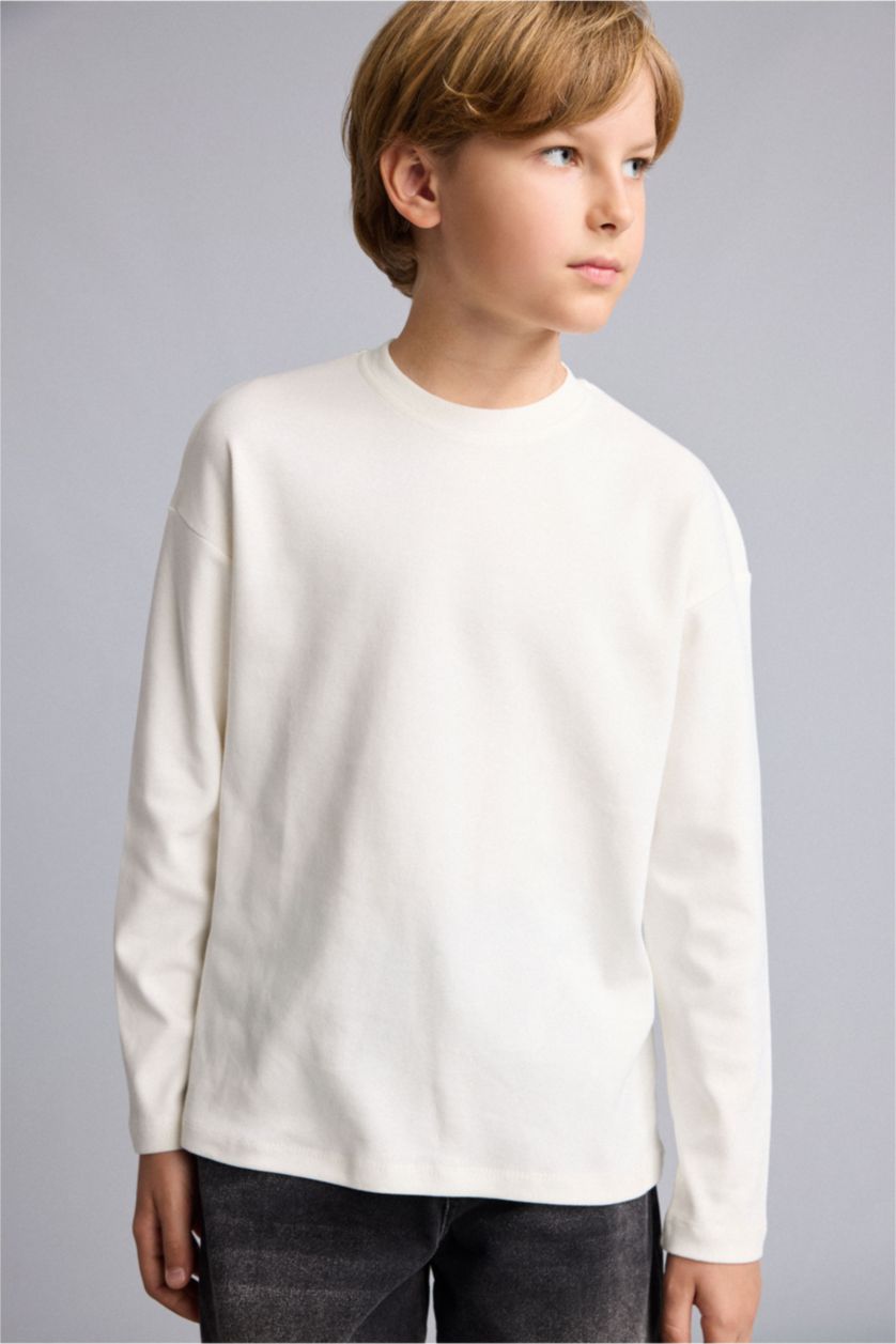Young Boys - Teen Boys White Oversize Fit Long Sleeve T-Shirt