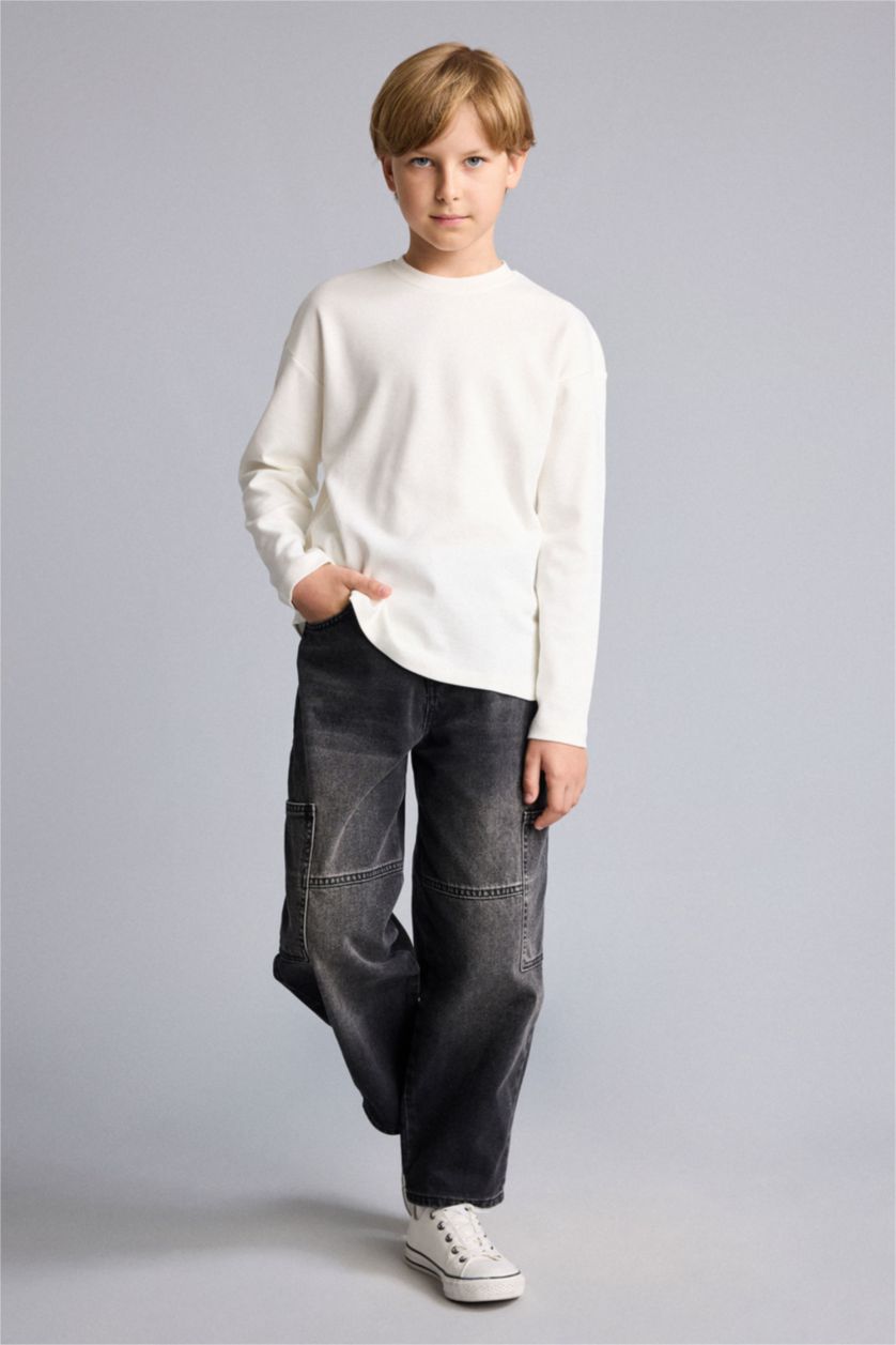 Young Boys - Teen Boys White Oversize Fit Long Sleeve T-Shirt