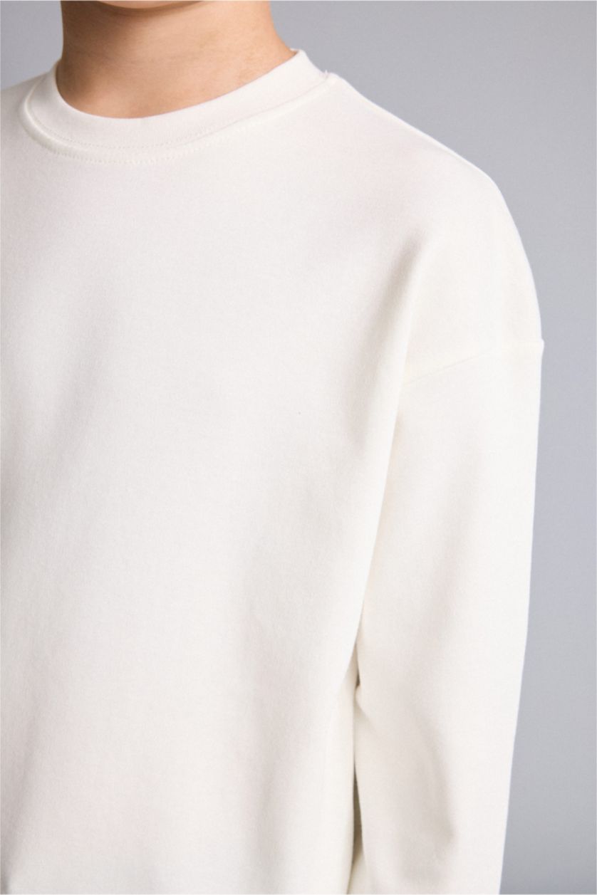 Young Boys - Teen Boys White Oversize Fit Long Sleeve T-Shirt