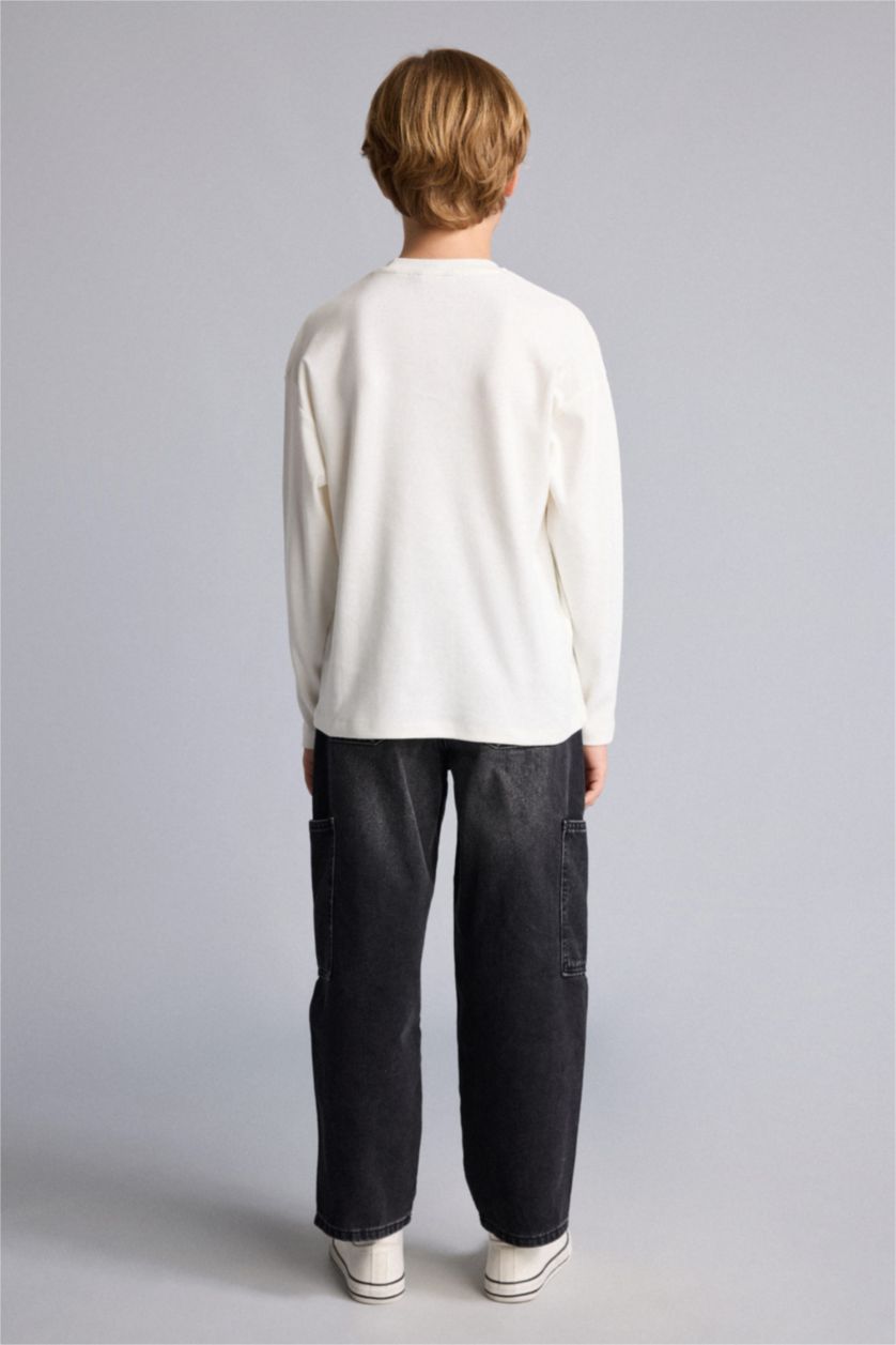 Young Boys - Teen Boys White Oversize Fit Long Sleeve T-Shirt