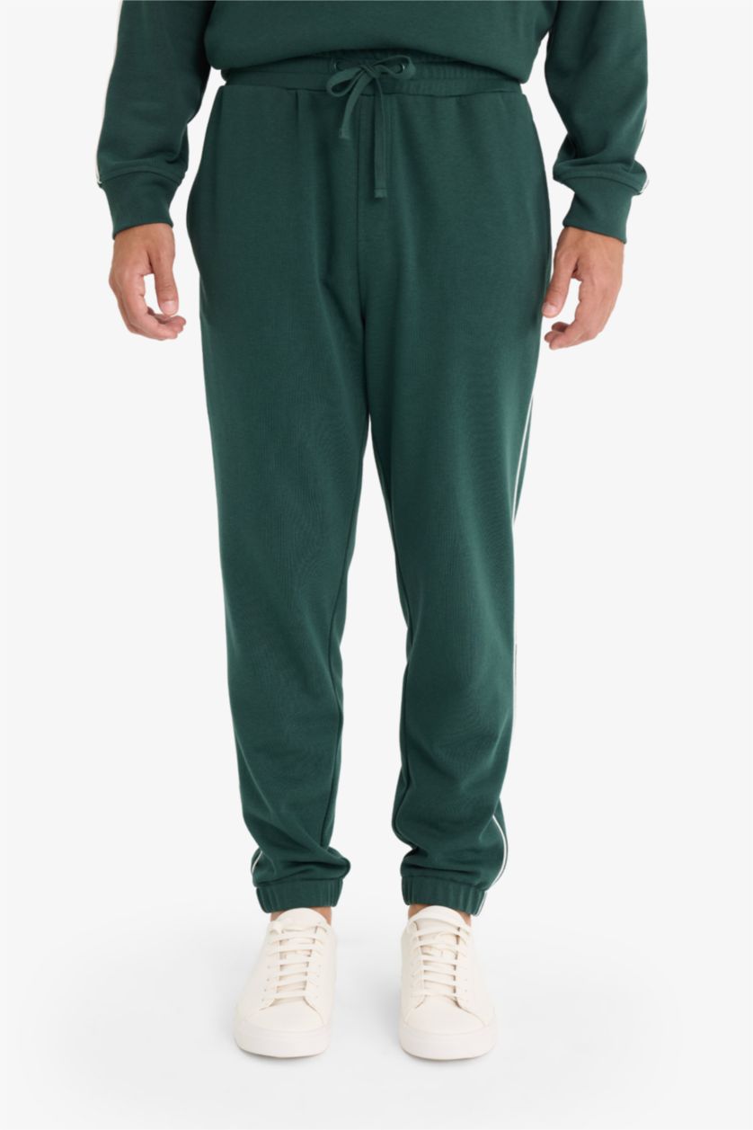 رجال أخضر غامق Regular Fit Tie Waist Jogger Sweatpants