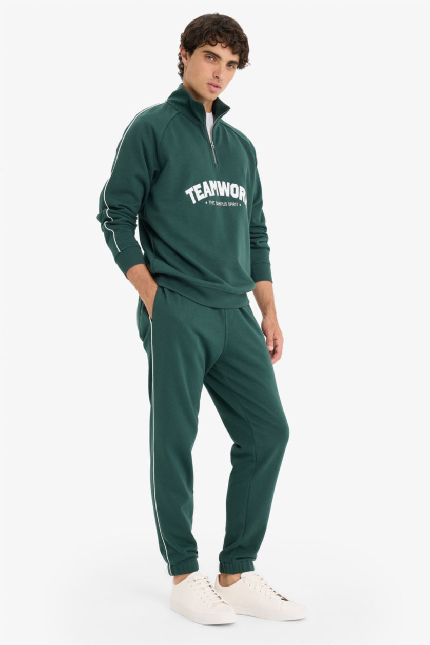رجال أخضر غامق Regular Fit Tie Waist Jogger Sweatpants