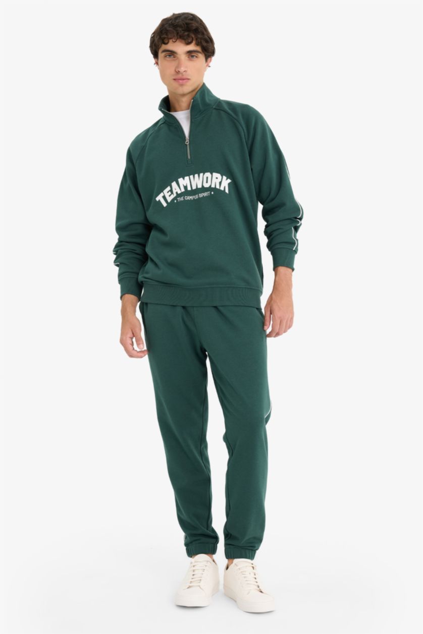 رجال أخضر غامق Regular Fit Tie Waist Jogger Sweatpants