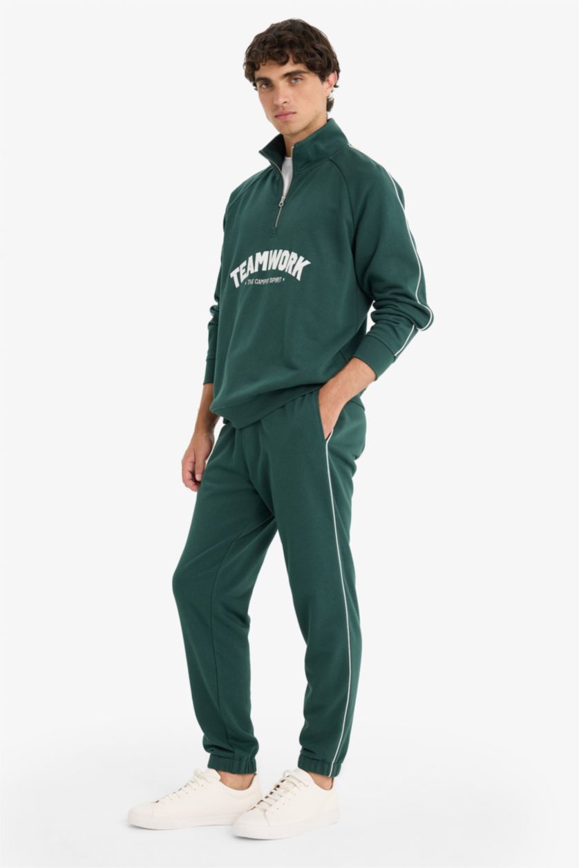 رجال أخضر غامق Regular Fit Tie Waist Jogger Sweatpants