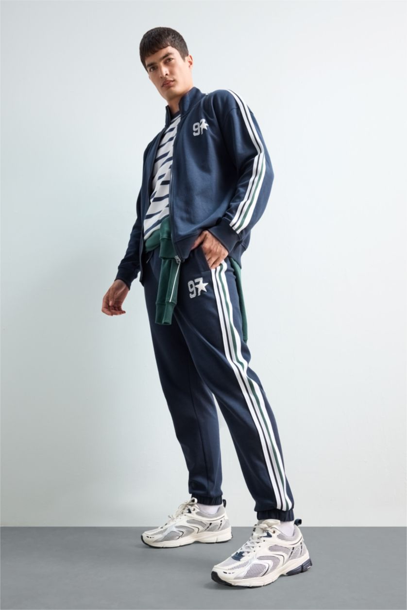 HOMME Marin Pantalon Jogging imprimé à taille élastique et poches Coupe régulière