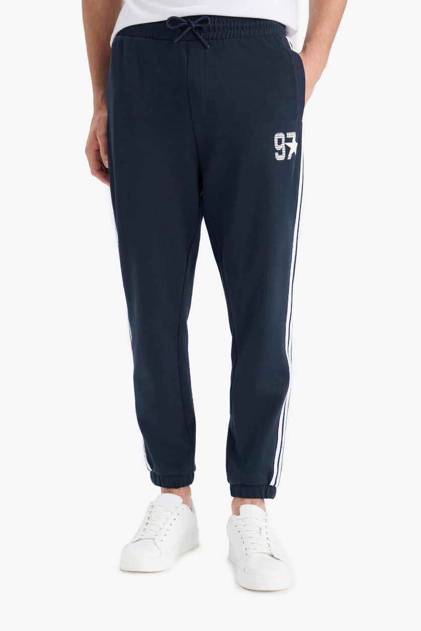 HOMME Marin Pantalon Jogging imprimé à taille élastique et poches Coupe régulière