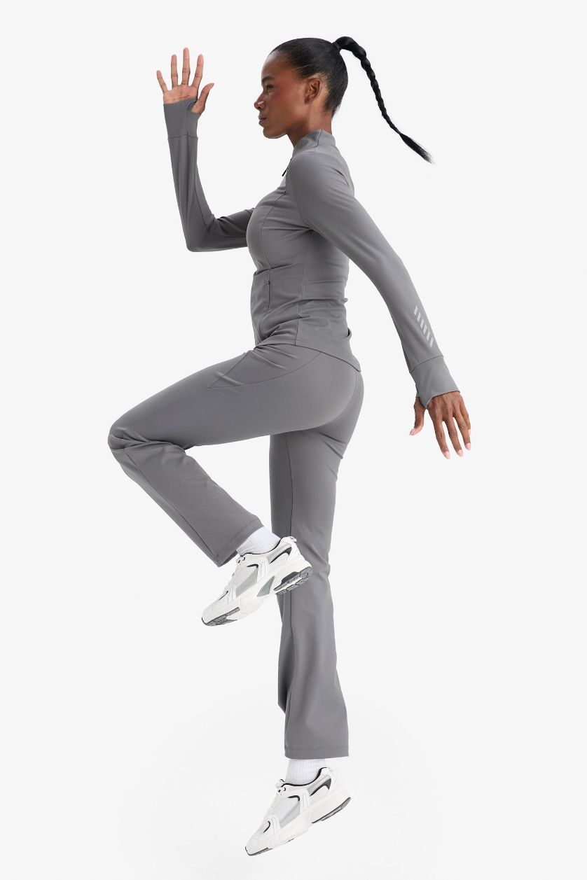 WOMAN Light Anthracite DeFactoFit Flare Fit Soft Touch Premium Sports Trousers