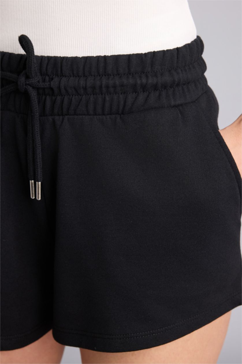 Kadın Siyah Relax Fıt Bermuda