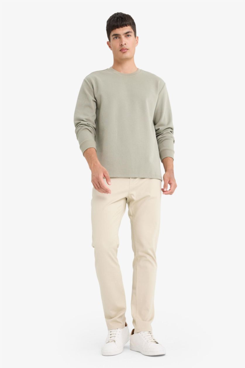 MAN Light Khaki Regular Fit Crew Neck Long Sleeve Body