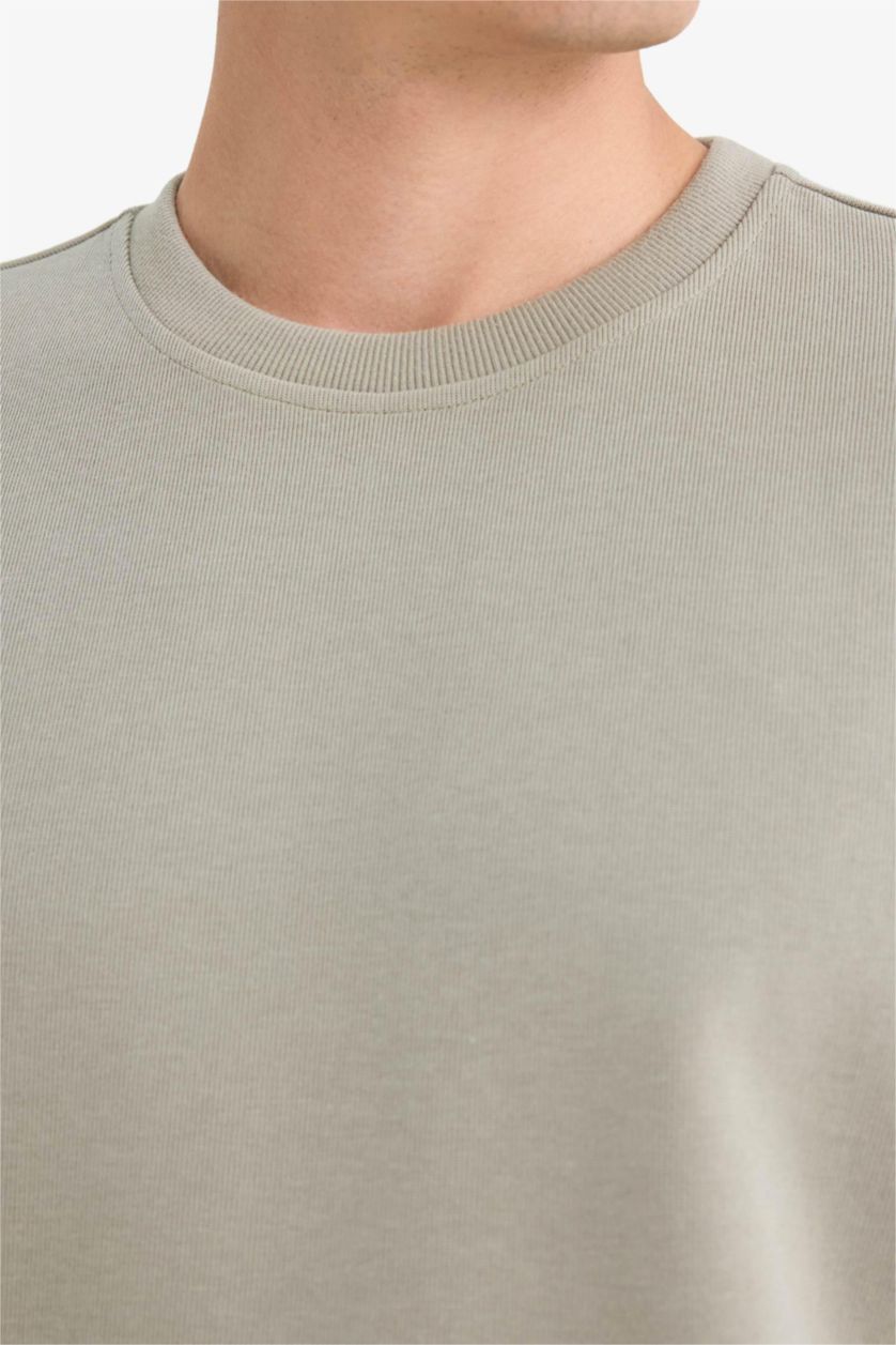 MAN Light Khaki Regular Fit Crew Neck Long Sleeve Body