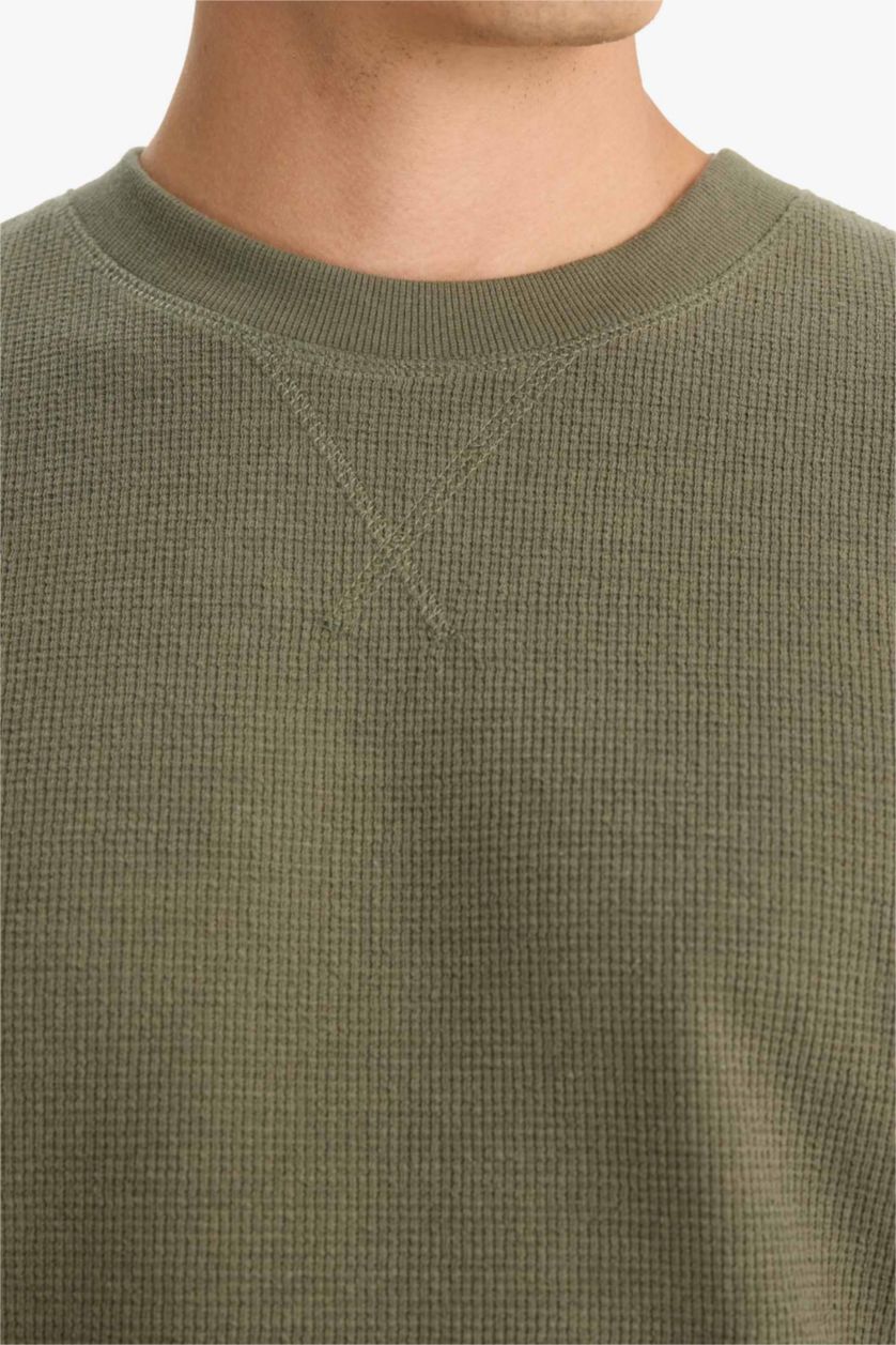 رجال كاكي سويت شيرت قصة عادية بياخة مستديرة