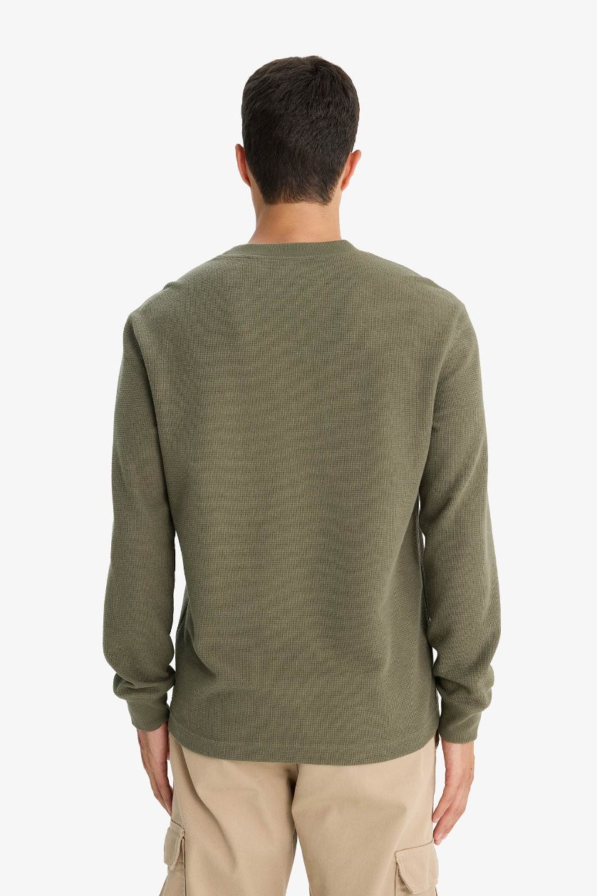 رجال كاكي سويت شيرت قصة عادية بياخة مستديرة