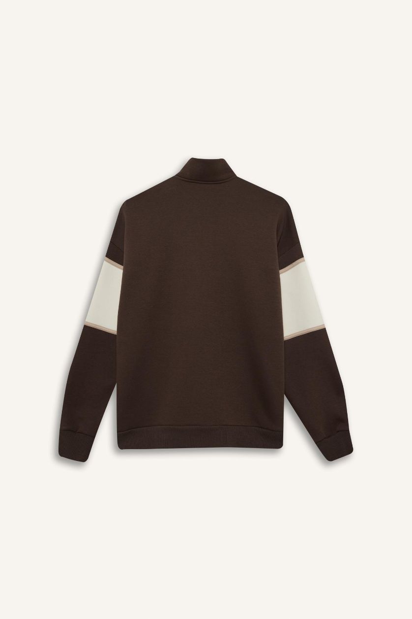 Kadın Kahve Aırtech NBA New York Knicks Oversize Geniş Kalıp Yarım Fermuarlı Sporcu Sweatshirt