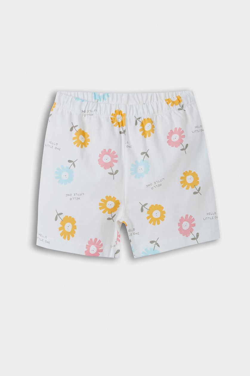 BÉBÉ FILLE Blanc Ensemble Pyjama fleuri en coton T-shirt et Short pour pour bébé fille